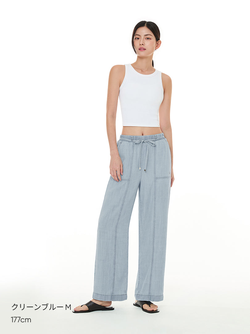 アンダール デニム ワイドパンツ andar ショート S Ice Tencel デニム