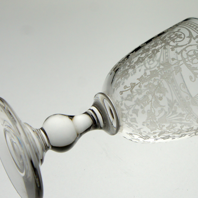 オールドバカラ「エッチング文様(ステム付) リキュールグラス 高さ7cm