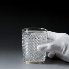 オールドバカラ「春海バカラ 金縁霰切子 ゴブレット」《アンティック