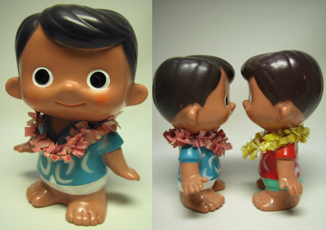 富士銀行 ボクちゃん 2体セット ハワイアン ソフビ人形 貯金箱