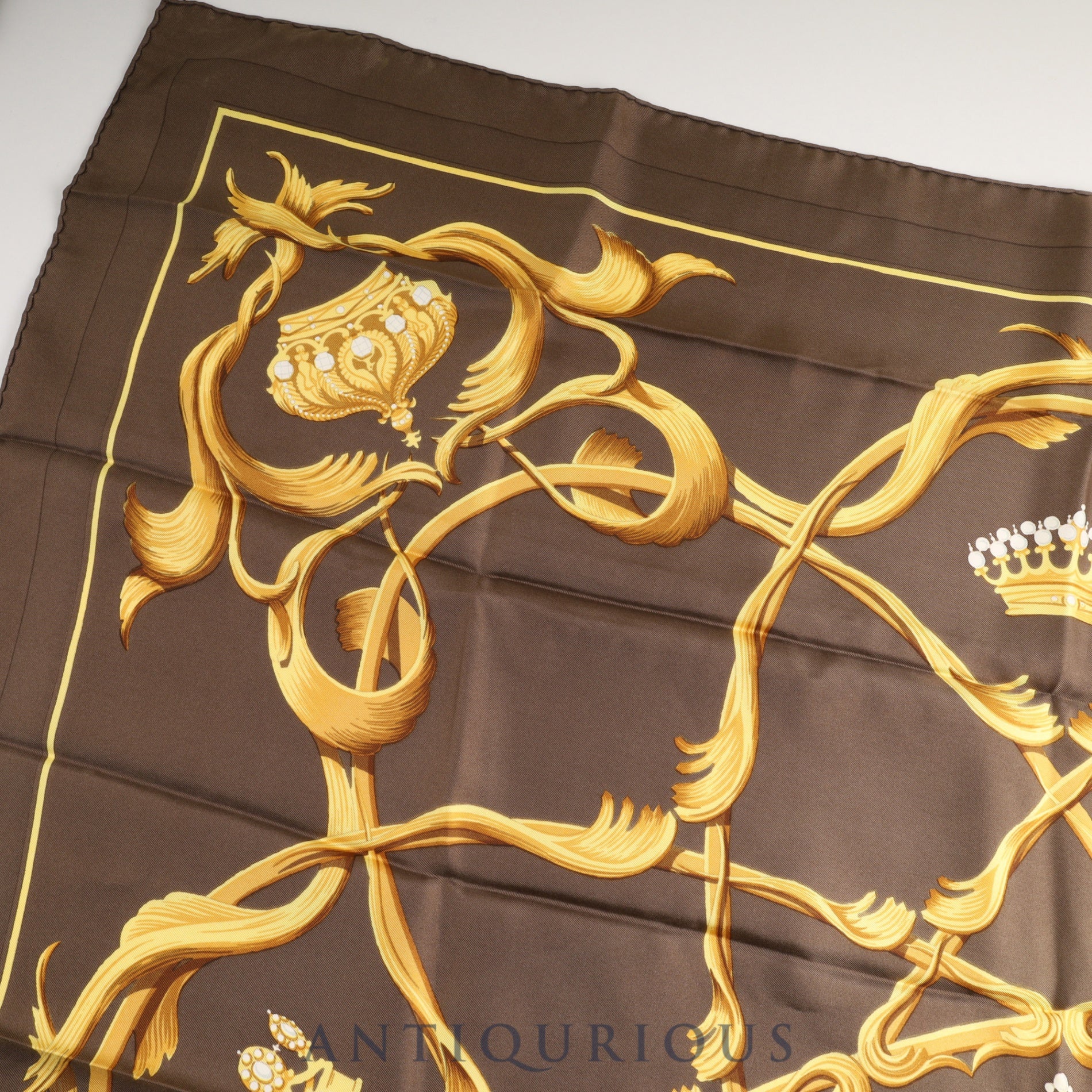 エルメス スカーフ カレ90 王冠柄 ブラウン SILK100% | 東京銀座の