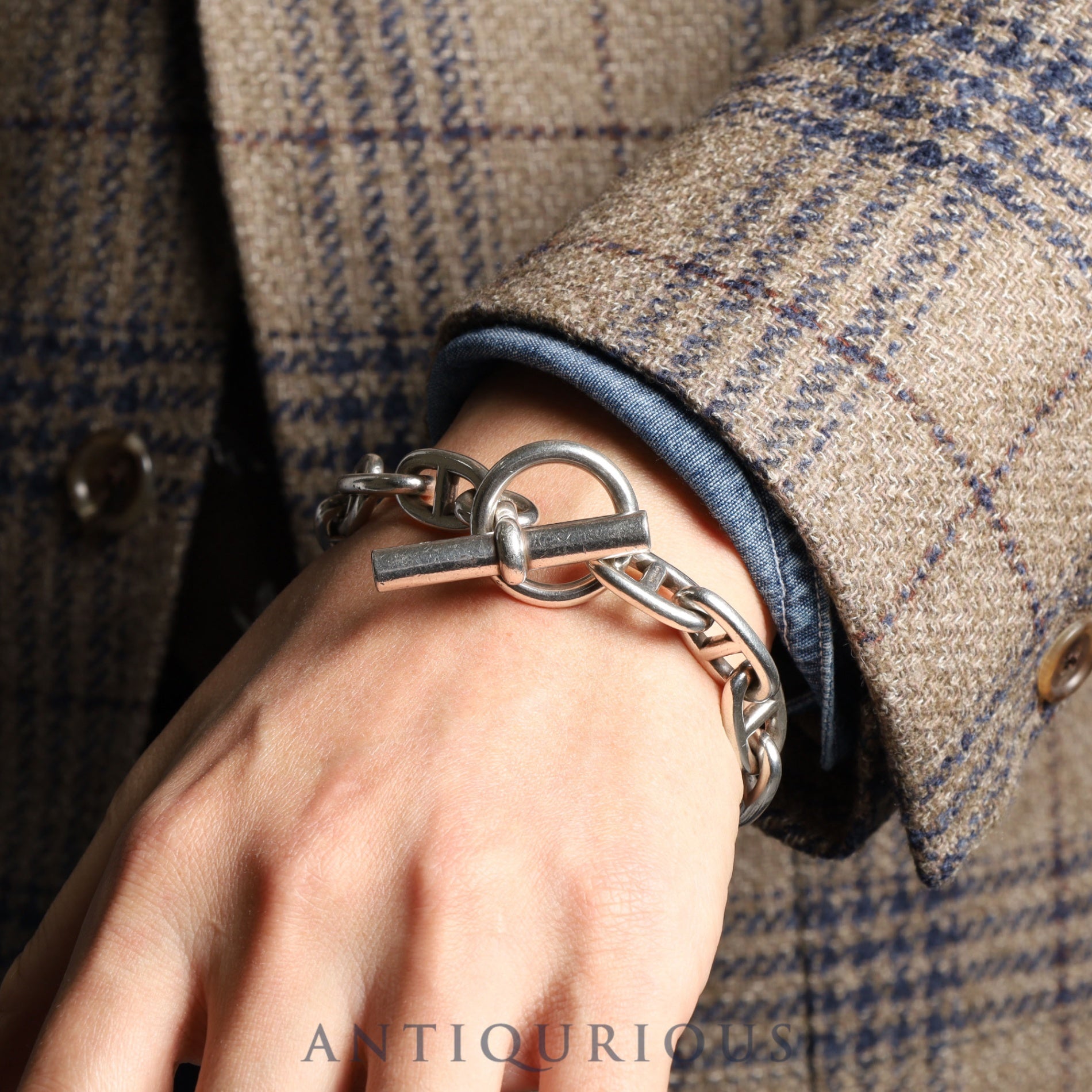 エルメス ブレスレット シェーヌダンクル GM 14コマ SV925 打刻刻印