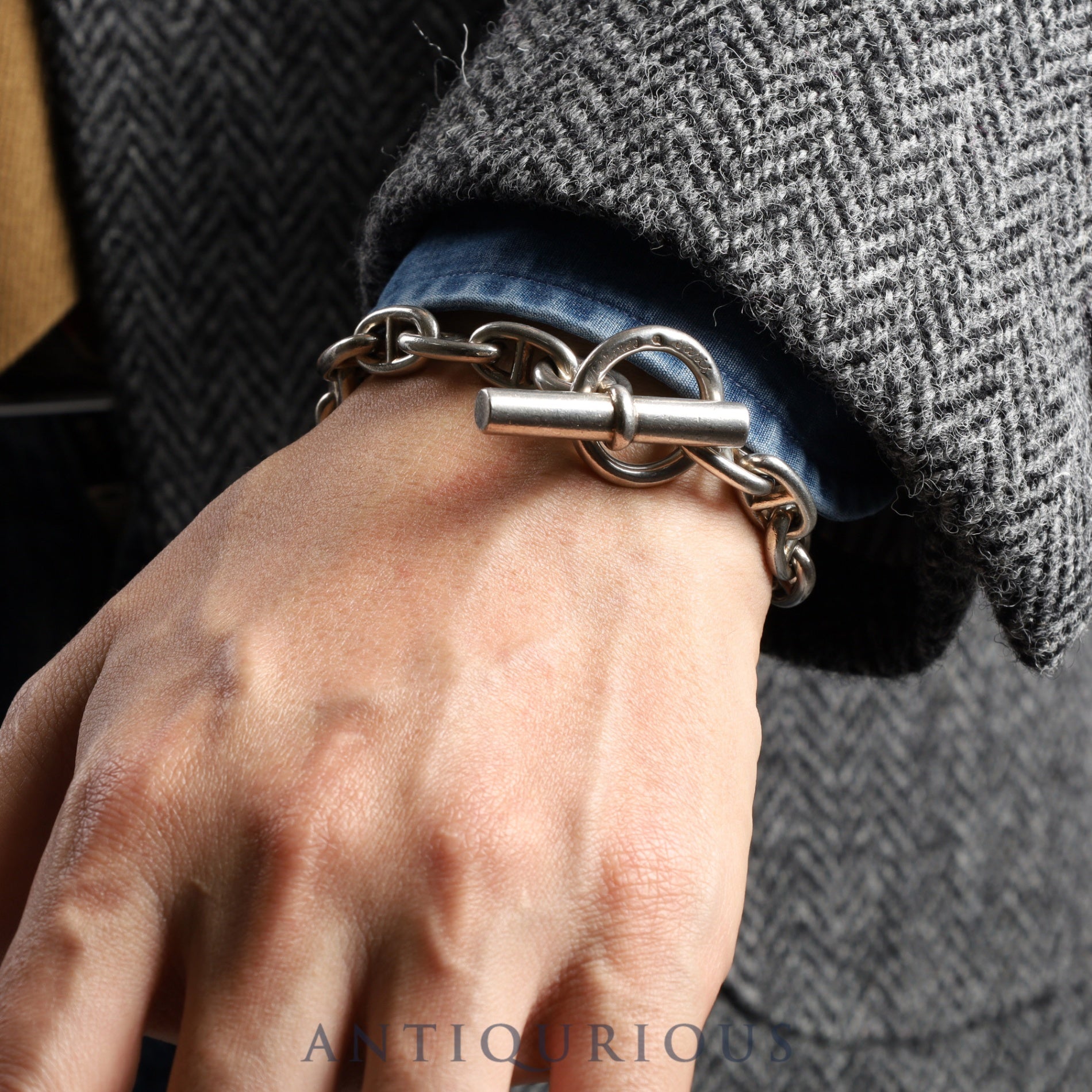 エルメス ブレスレット シェーヌダンクル MM 16コマ SV925 筆記体