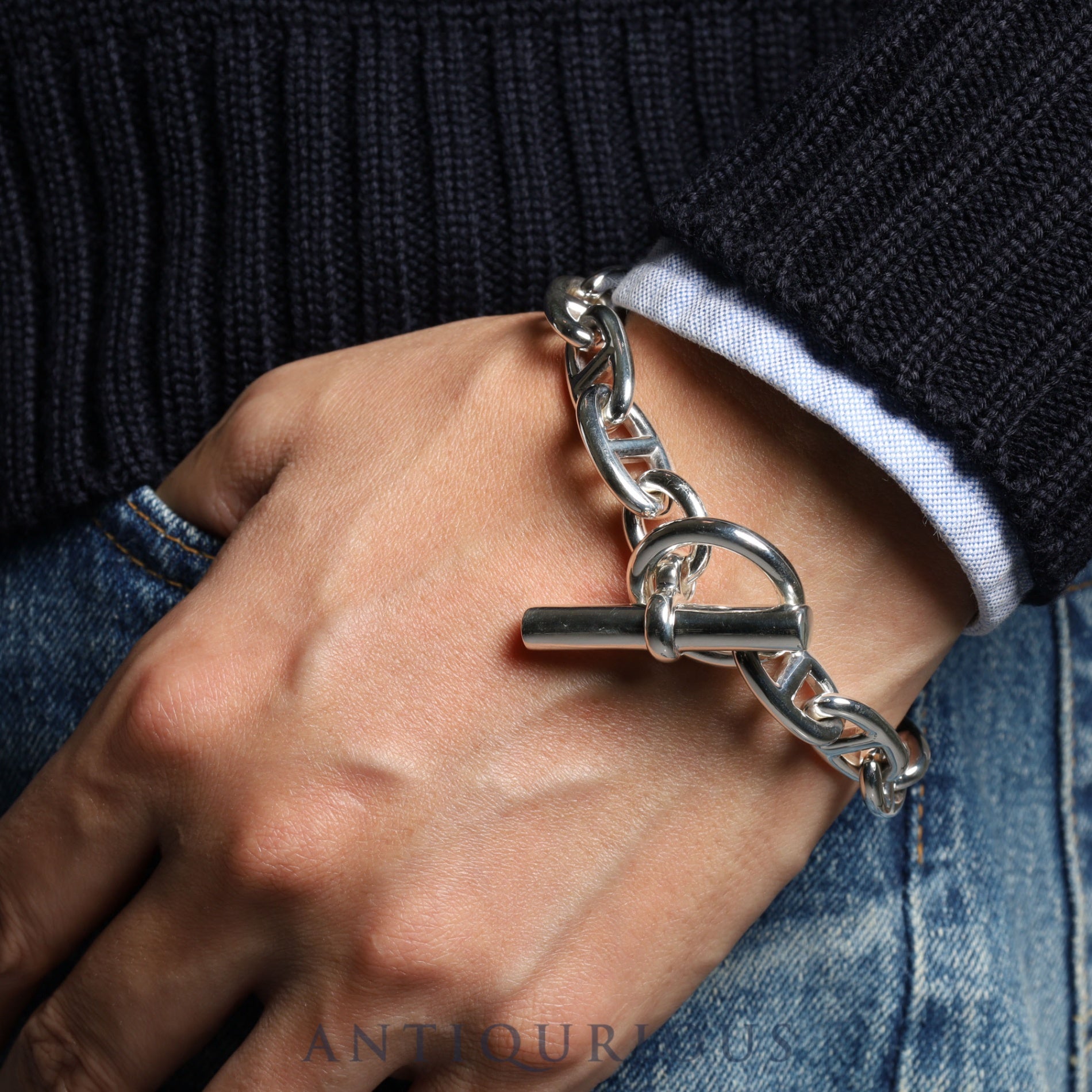 エルメス ブレスレット シェーヌダンクル GM 13コマ SV925 箱