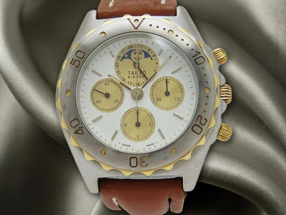 JA-2845| タケオ・キクチ クロノグラフ ムーンフェイズ Cal.レマニア