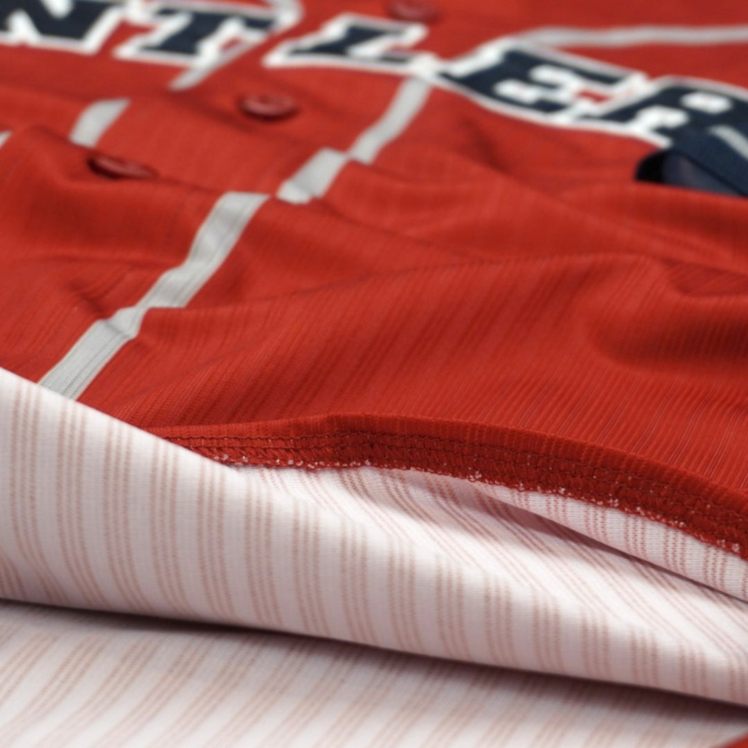 鹿島国立】ラグランベースボールシャツ（レッド×ネイビー）全8種