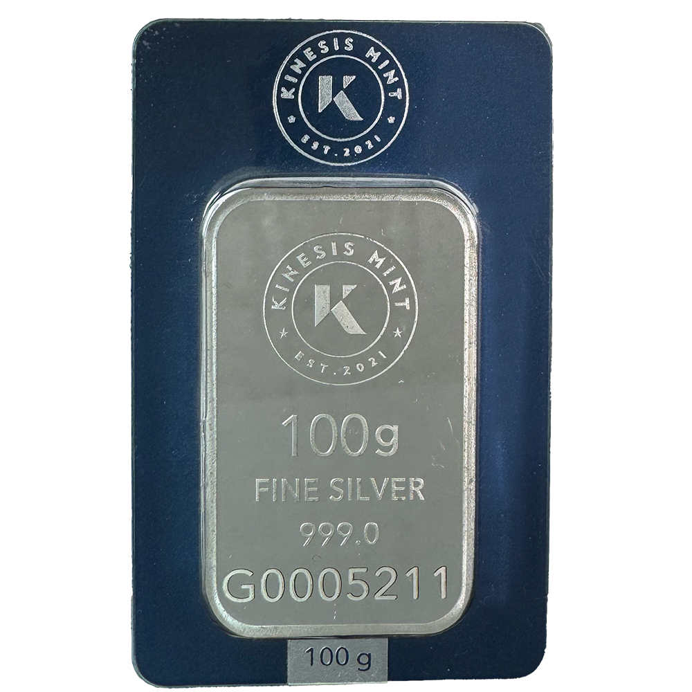 Kinesis Mint 100 Gram Silver Bar Justice - Golden Eagle Coins