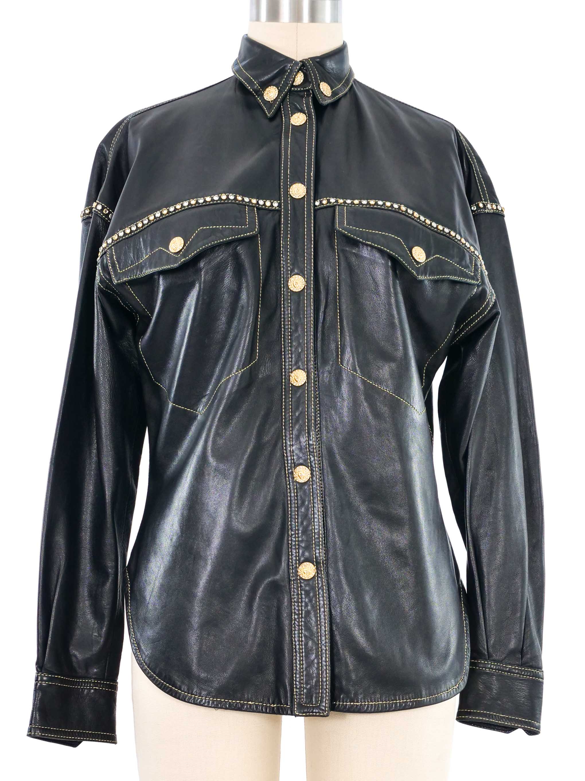 1992 Gianni Versace Western Studded Leather Shirt