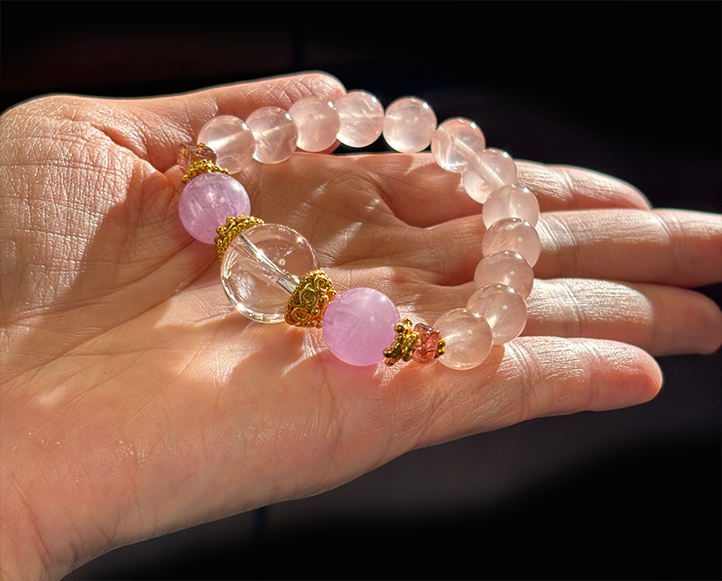 オリジナル・ブレス『LOVE』レインボー水晶*クンツァイト*ピンク