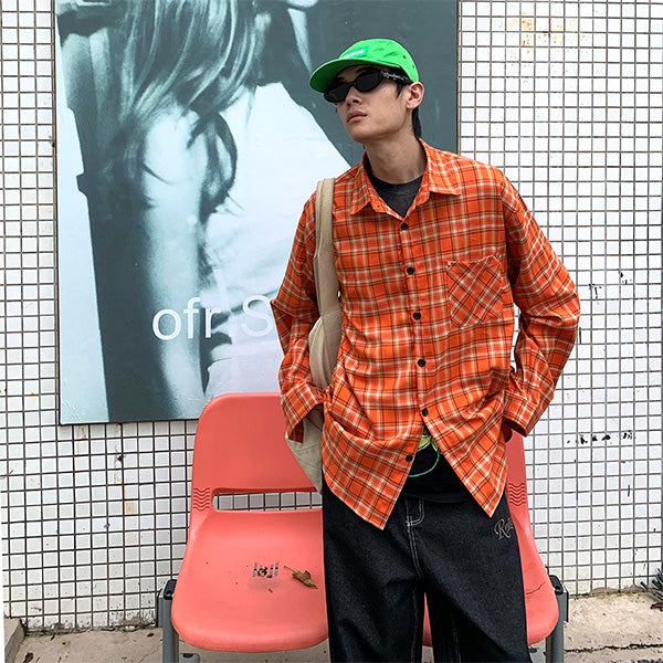 フラッシュネオンオレンジネルチェックシャツ – ArrrT