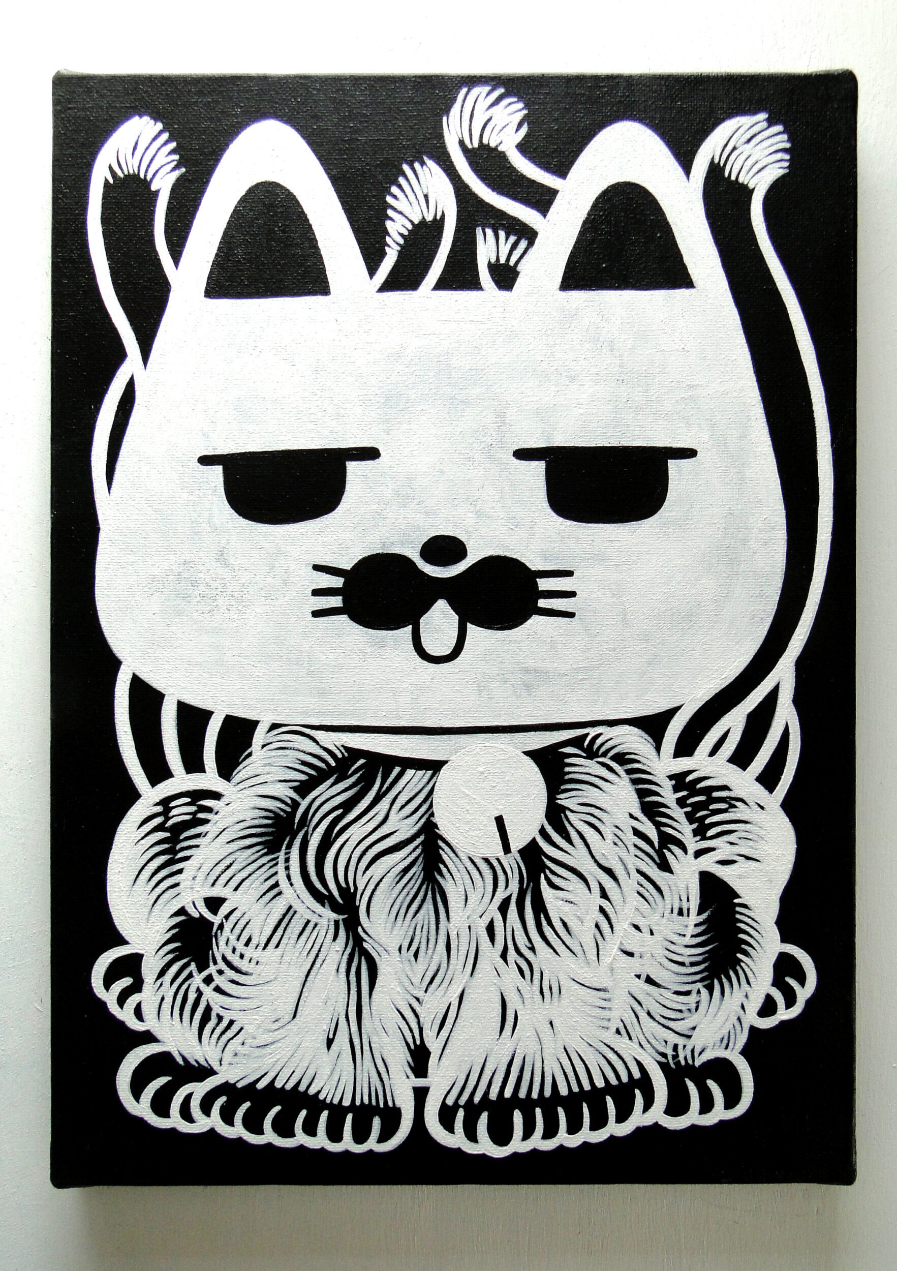 招き猫のグラフィティアート 原画 絵画 キャンバス画 動物の絵