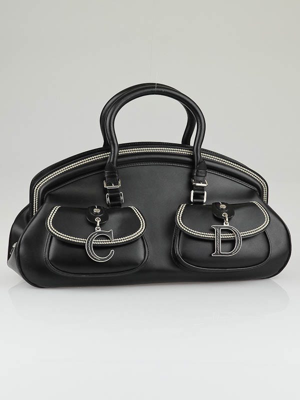 Christian Dior Black Leather Medium Detective Satchel Bag