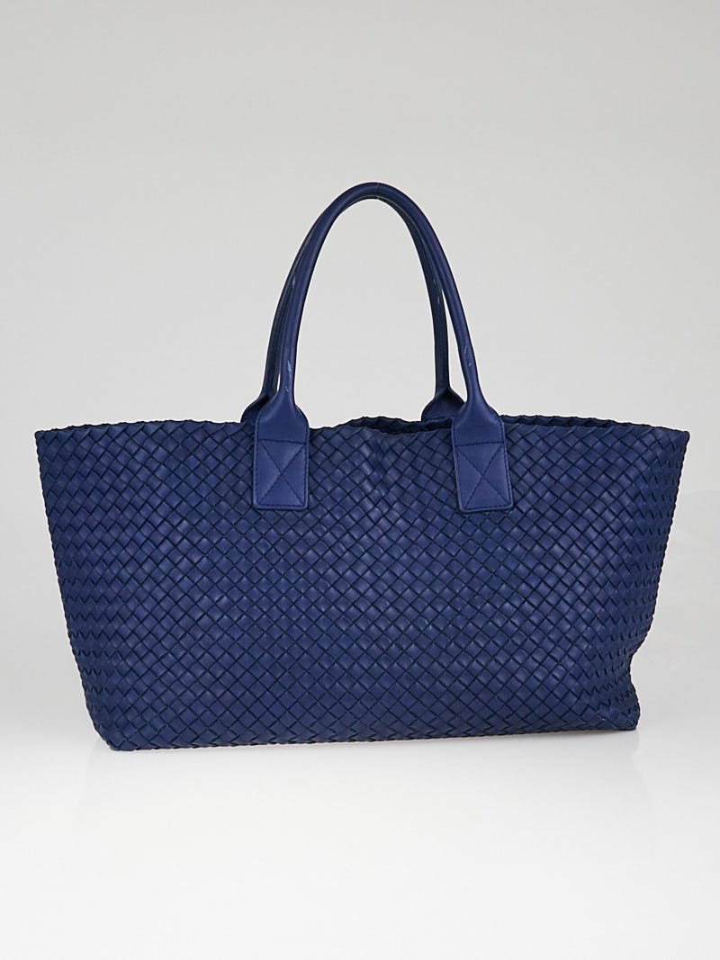 Bottega Veneta Cobalt Intrecciato Woven Nappa Leather Medium Cabat