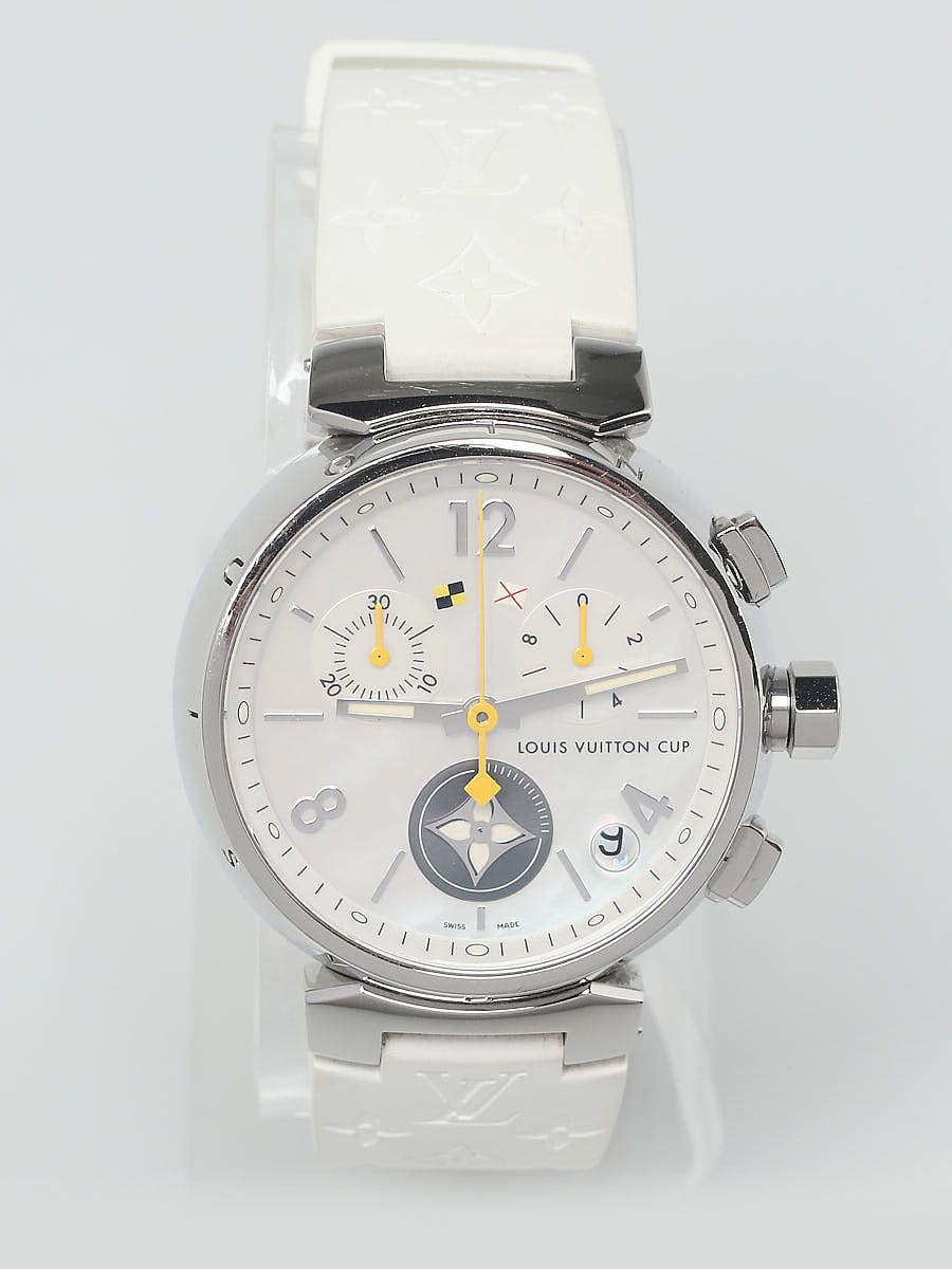 Louis Vuitton 34mm White Tambour Lovely Cup Flyback Chronograph