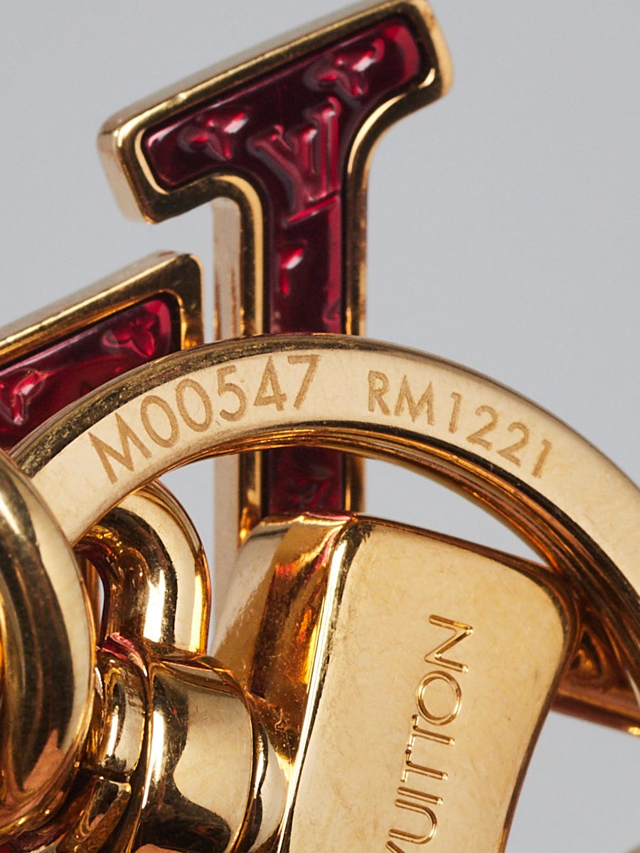 Louis Vuitton Goldtone Metal Red Nanogram LV Key Chain Bag Charm