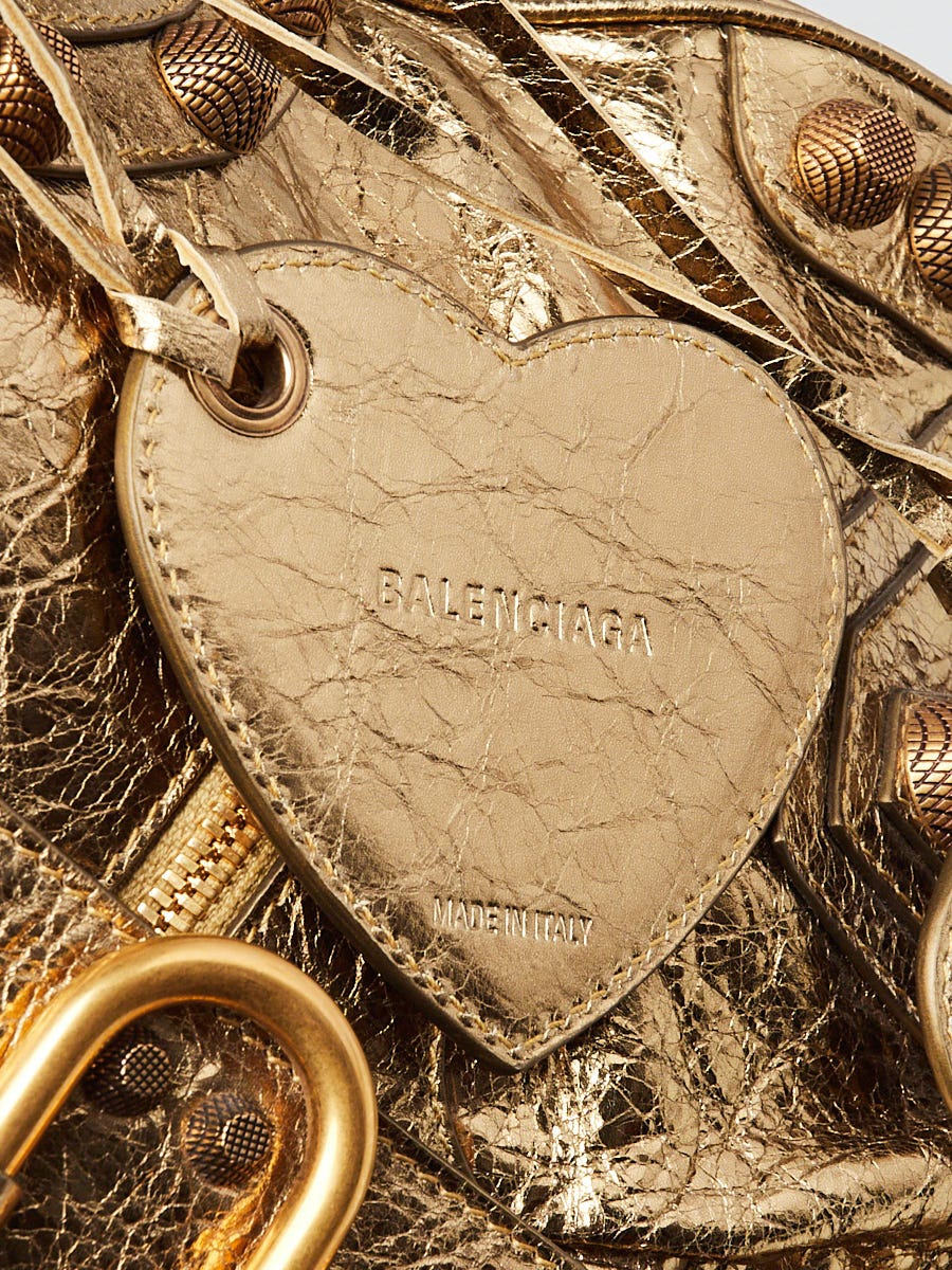 Balenciaga Gold Metallic Lambskin Leather Medium Le Cagole