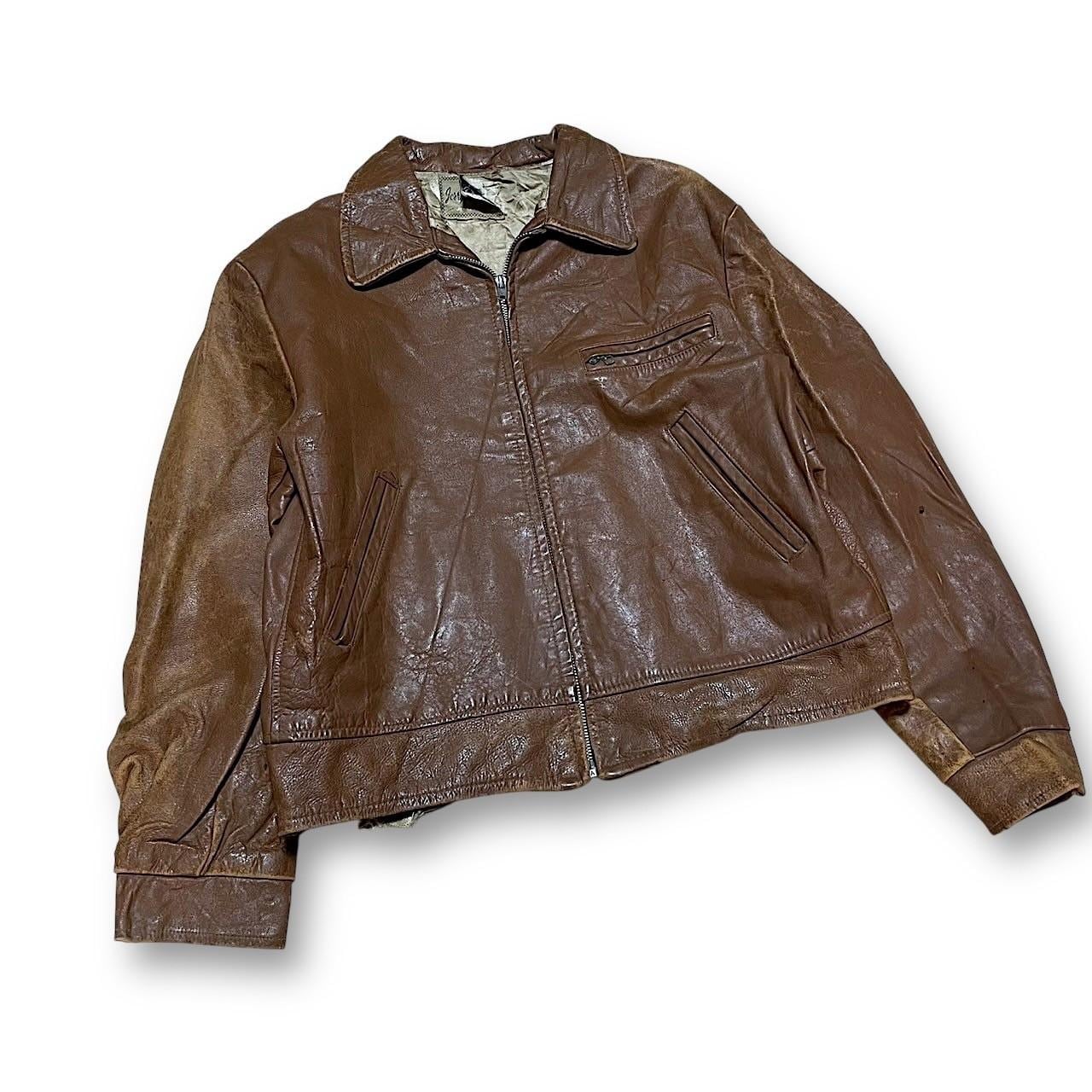 レザー ジャケット ビンテージ 古着 40s ~ 50s 60s 茶色 ACME zip