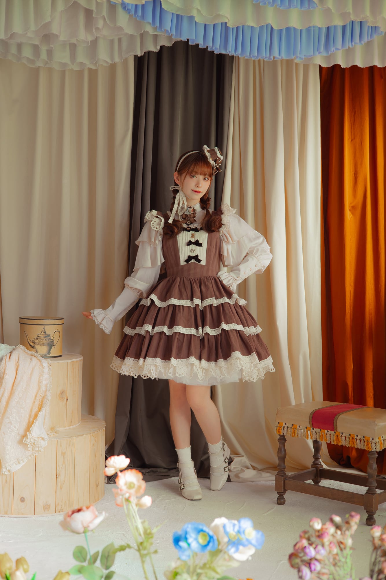 SHELLER モヘアキュロットスカート【茶色】 スカート / I / KHAKI