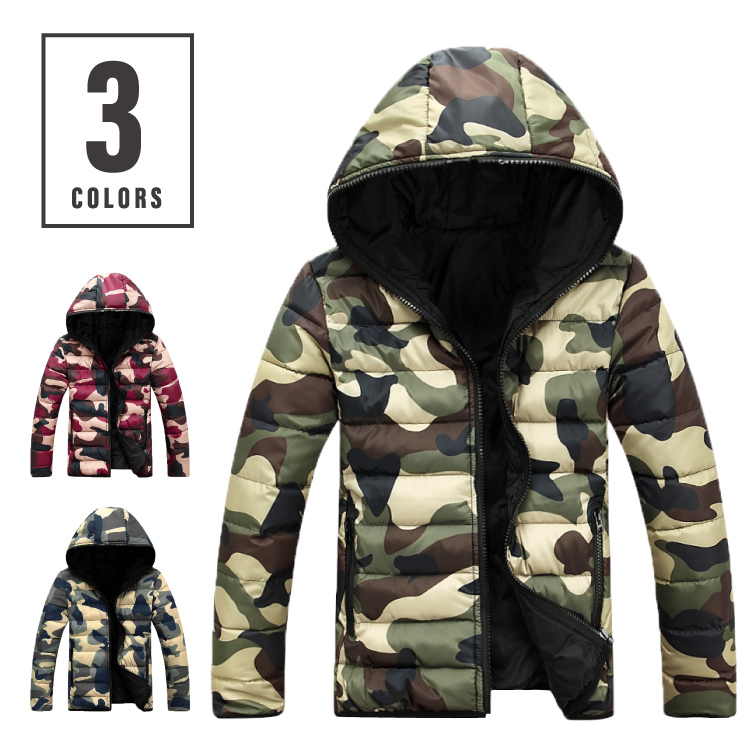 迷彩 ダウンジャケット (中綿ジャケット) メンズ レディース XS-L