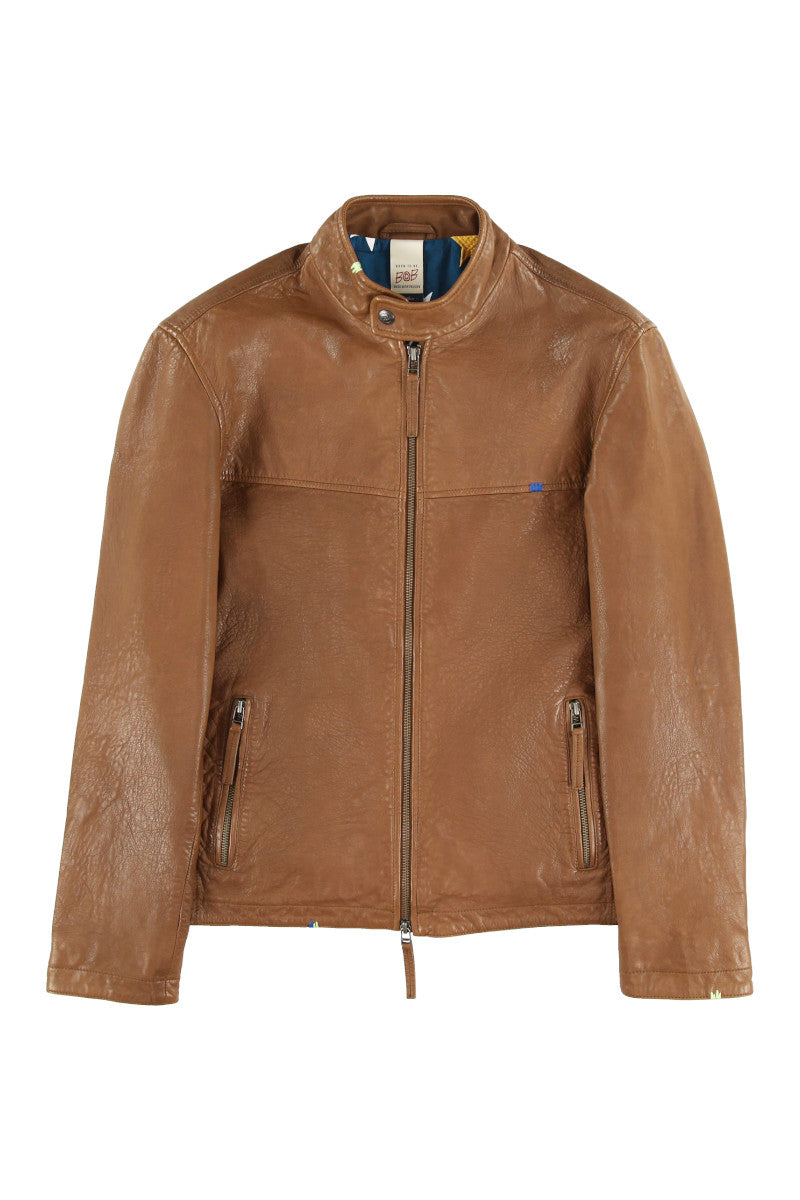 ハンドステッチシングルライダースレザージャケット / Col：BROWN