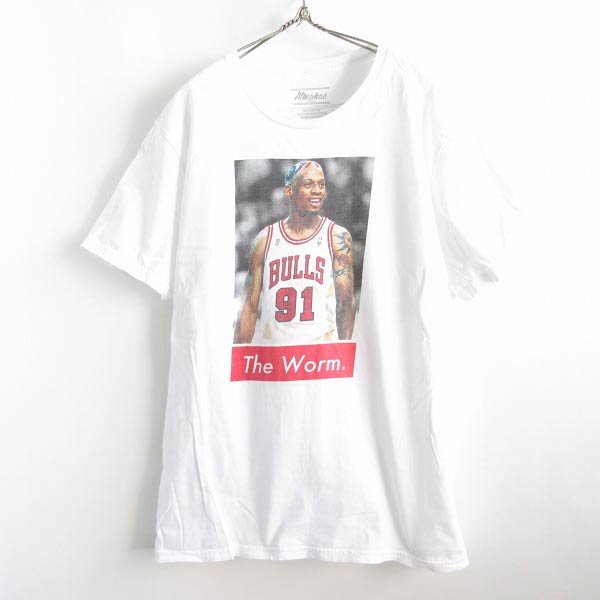 レア USA製 デニス ロッドマン The Worm. 半袖Tシャツ 白 XL コットン