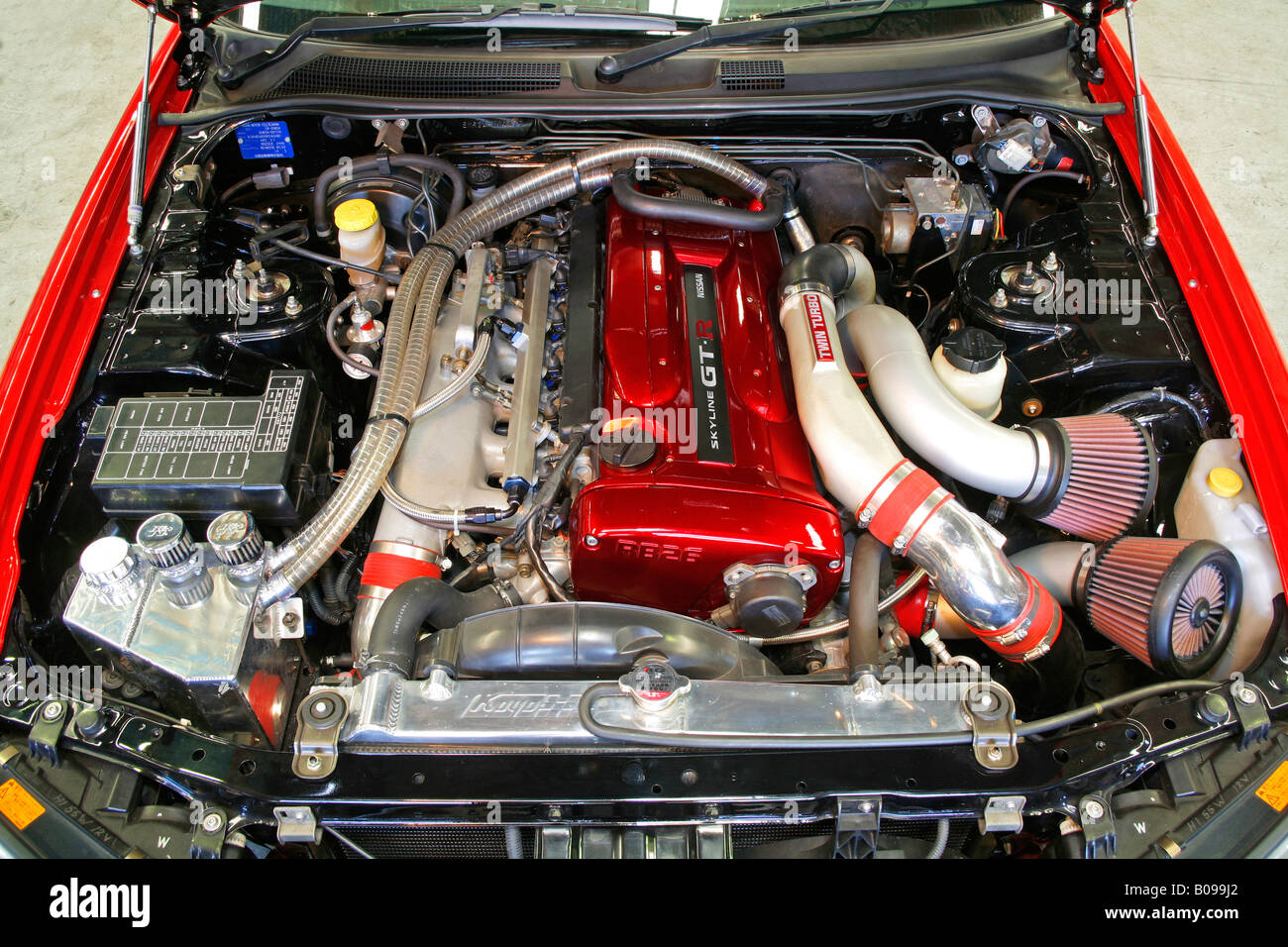slightly modified Nissan RB26DETT engine as seen in an R34 GT-R