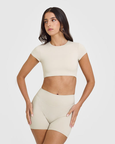 Women's Crop Top Short Sleeve - Sand | Oner Active CA