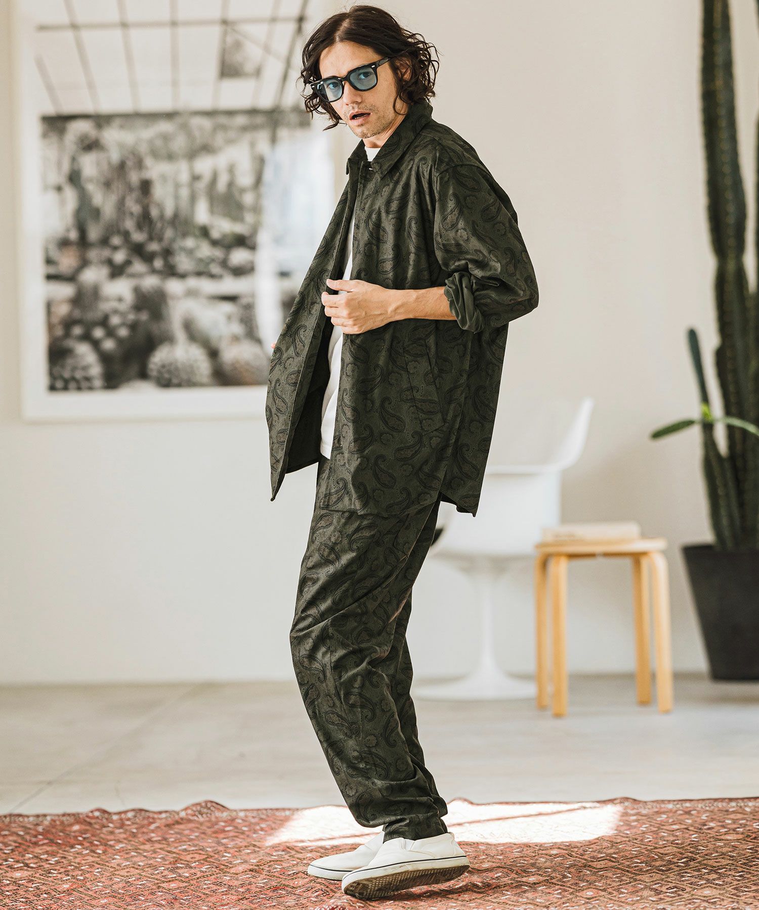 50%OFF【CAMBIO(カンビオ)】コーデュロイ×ペイズリーorig.柄シャツ