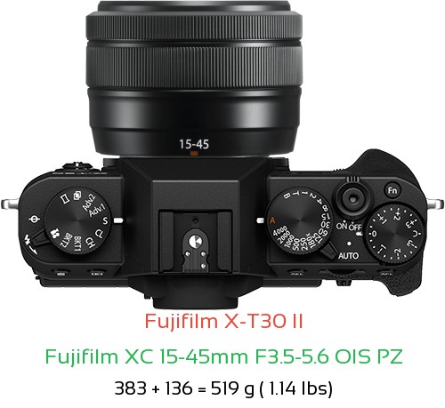 Fujifilm X-T30 II Camera and Fujifilm XC 15-45mm F3.5-5.6 OIS PZ Lens