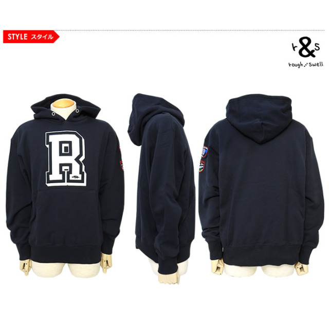 rough&swell［ラフアンドスウェル］BIG R HOODIE/ビッグロゴ裏毛