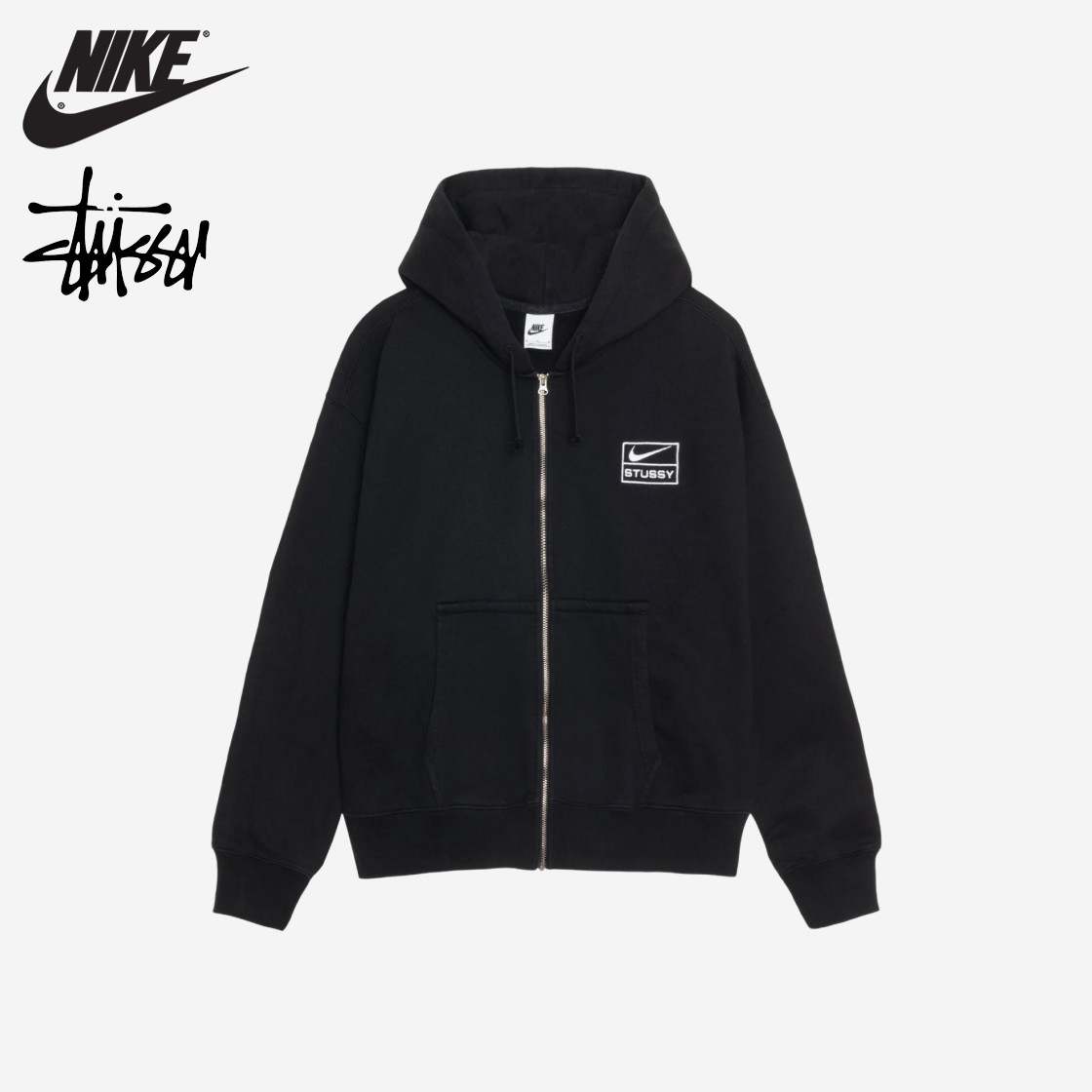 STUSSY x NIKE】 FULL ZIP FLEECE HOODIE BLACK (FJ9175-010) (Nike