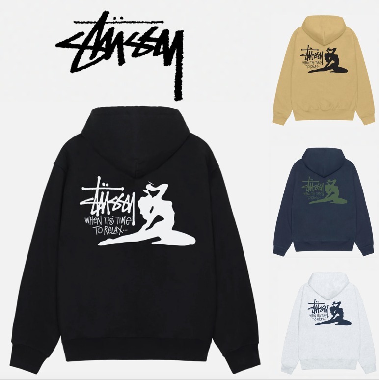 国内即完】stussy RELAX HOODIE バックプリント ロゴ パーカー (STUSSY
