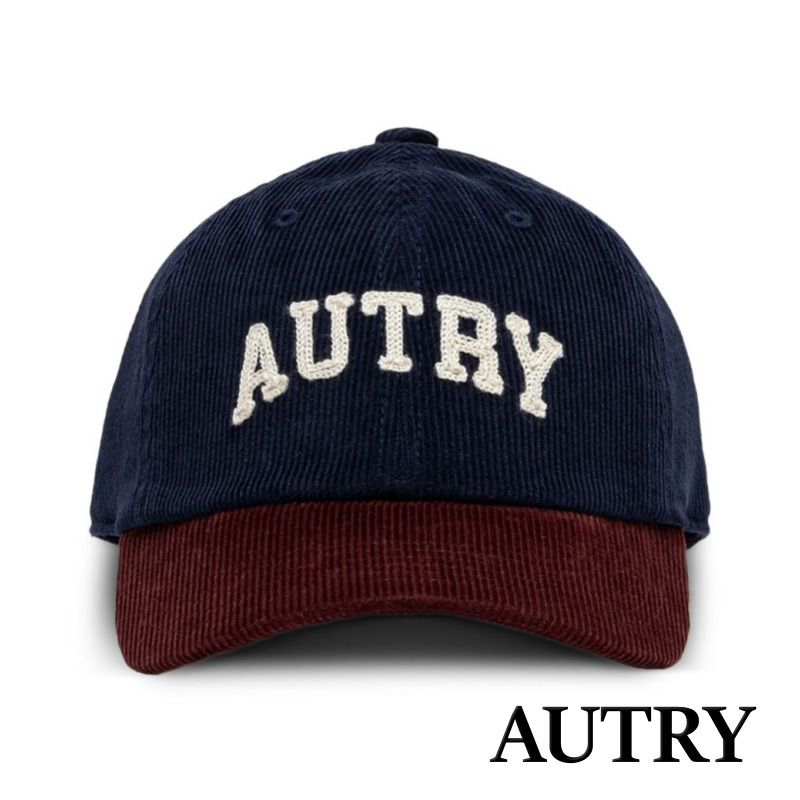 AUTRY ロゴ コーデュロイ ベースボール キャップ ネイビー