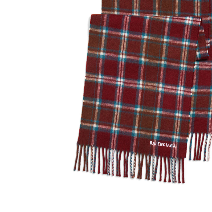 BALENCIAGA】Scarf フーデッド スカーフ チェック ウール (BALENCIAGA