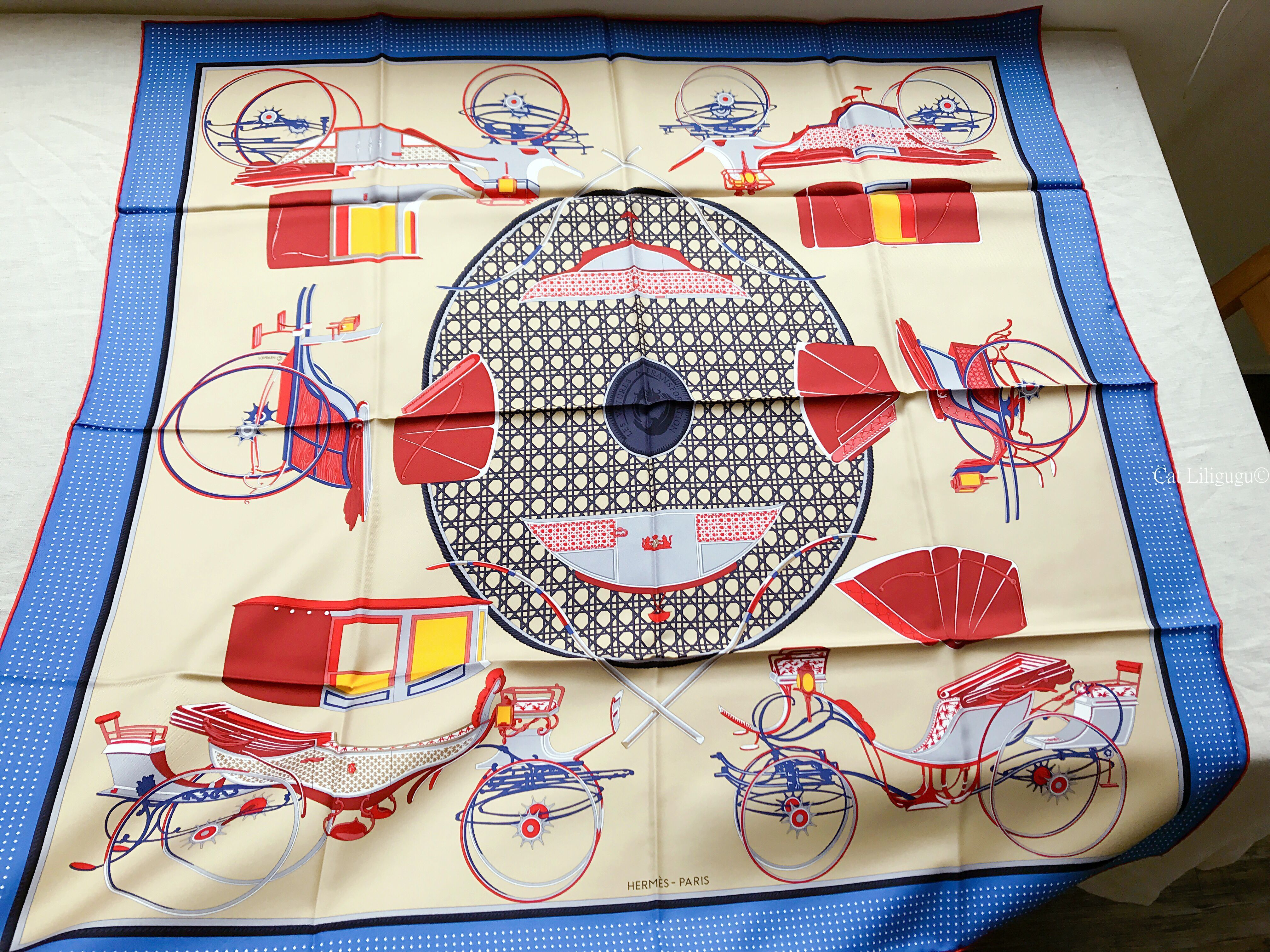 エルメス)カレ90スカーフ《折畳み式幌の馬車》大判 (HERMES/スカーフ