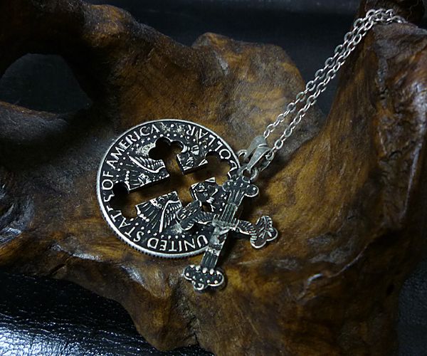 YGG☆HYDE着 新品 コインクロス ネックレス 十字架 ロザリオ