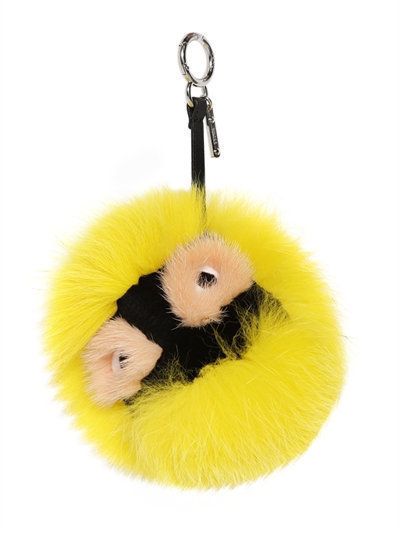 即発 FENDI モンスター ファー バッグチャーム キーホルダー 黄 (FENDI
