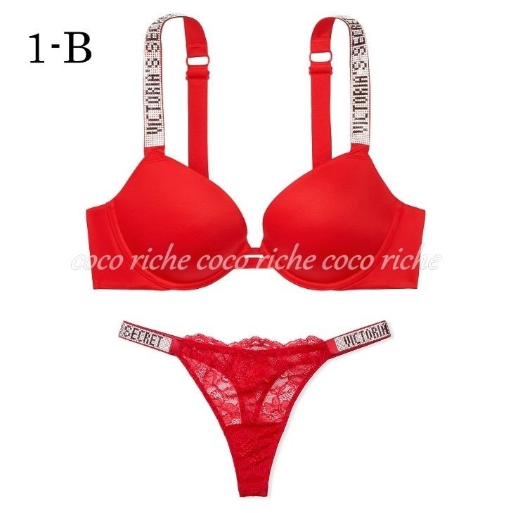 国内発送☆VS☆キラキラ☆プッシュアップブラ&ショーツセット