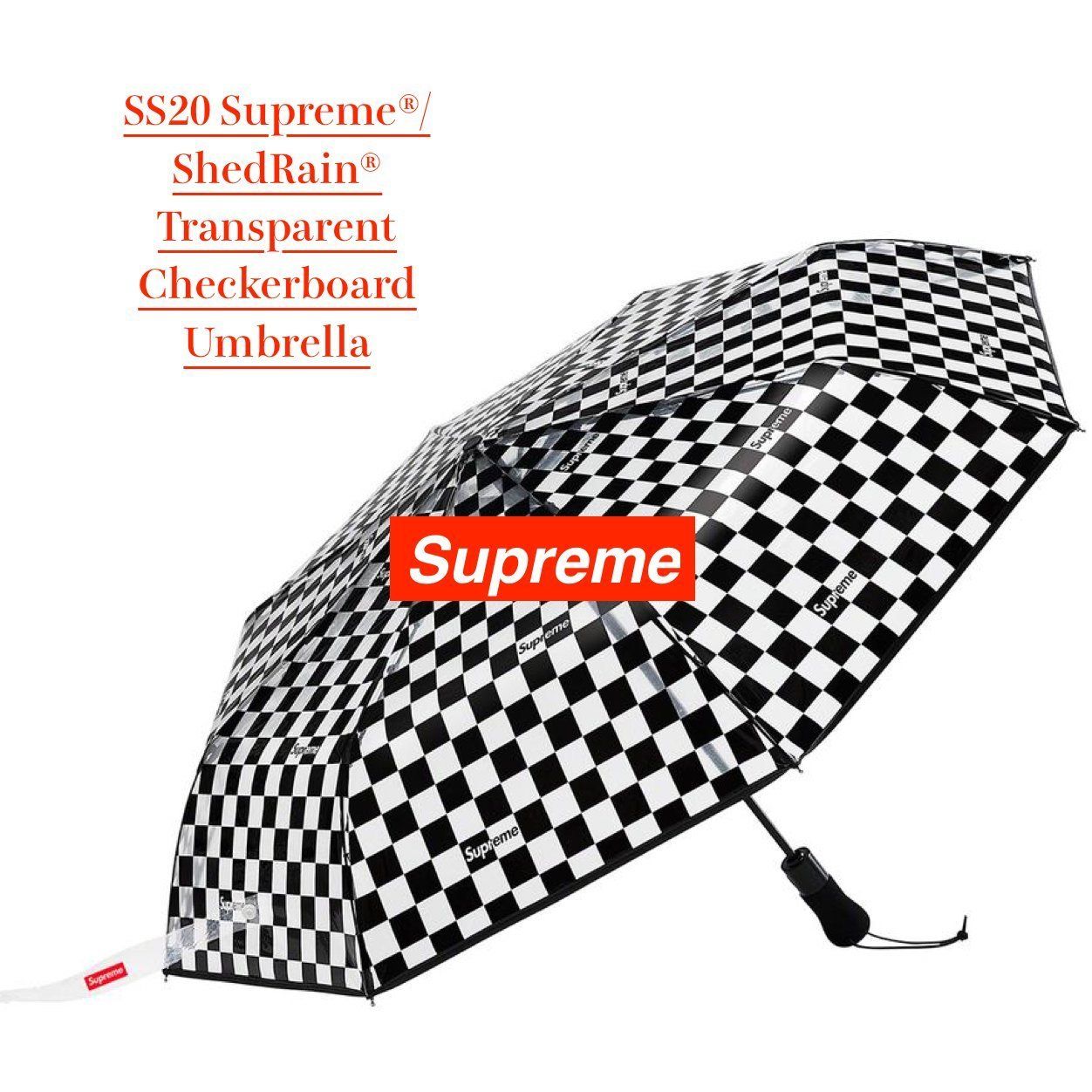 SS20 Supreme ShedRain Transparent Checkerboard Umbrella - 傘