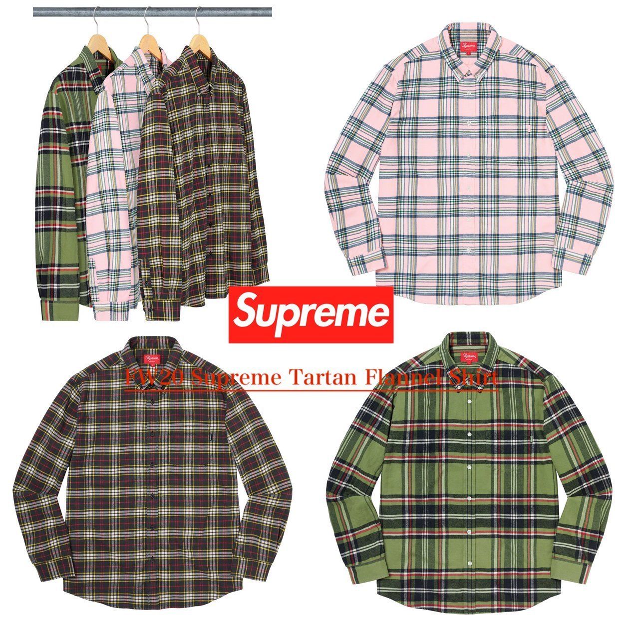 FW20 Supreme Tartan Flannel Shirt - タータン チェック シャツ