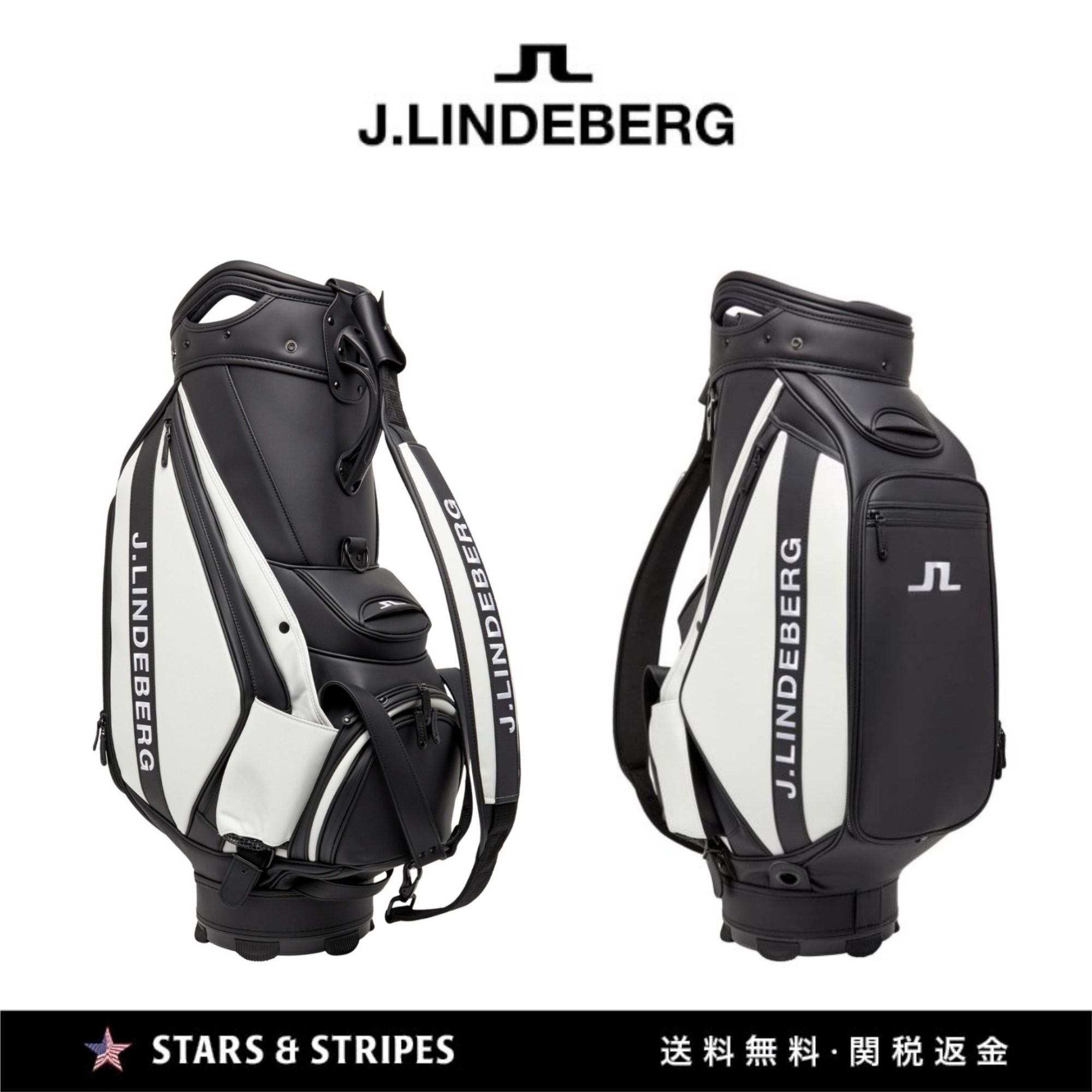 日本未販売【J.Lindeberg】スタッフTOURゴルフバッグBlack&White (J