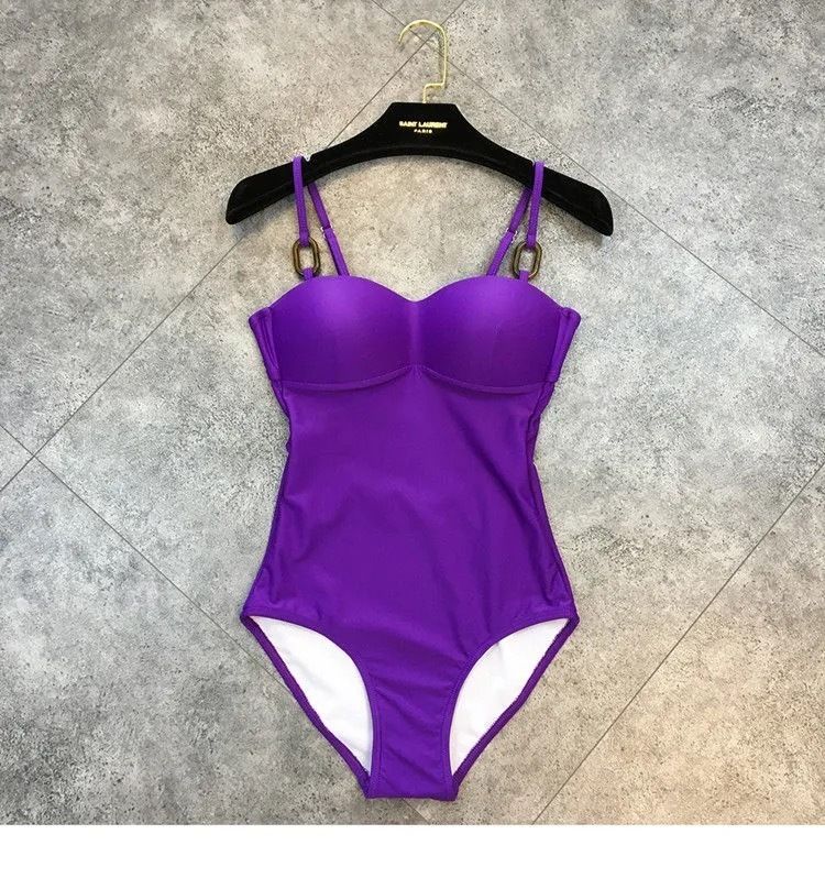 ワンピース水着 セクシー 体型カバー パープル (ワンピース水着