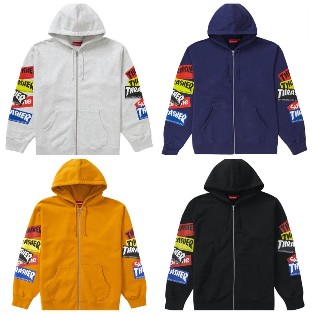 シュプリーム x スラッシャー Thrasher ☆ジップアップフーディ