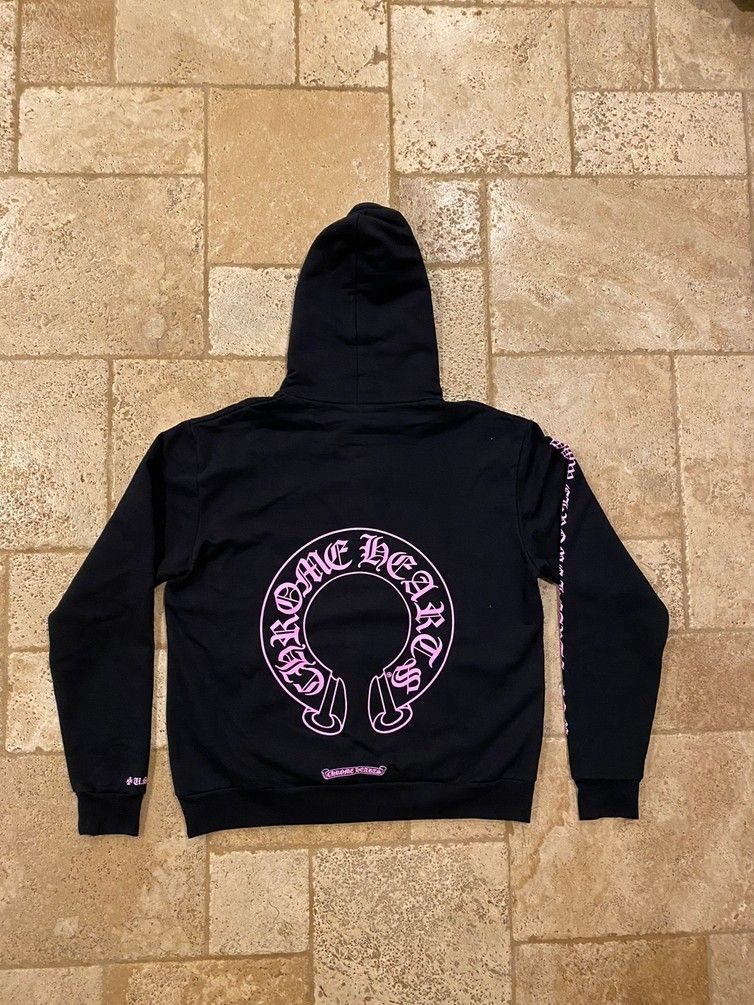 Chrome Hearts Online Exclusive Horse Shoe Hoodie Black/Pink