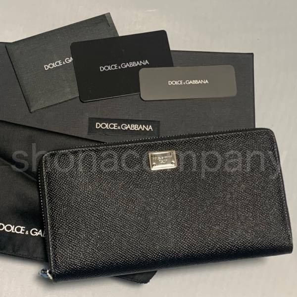 関税込】DOLCE&GABBANA ドルガバ◇ロゴ ラウンドジップ 長財布 (Dolce