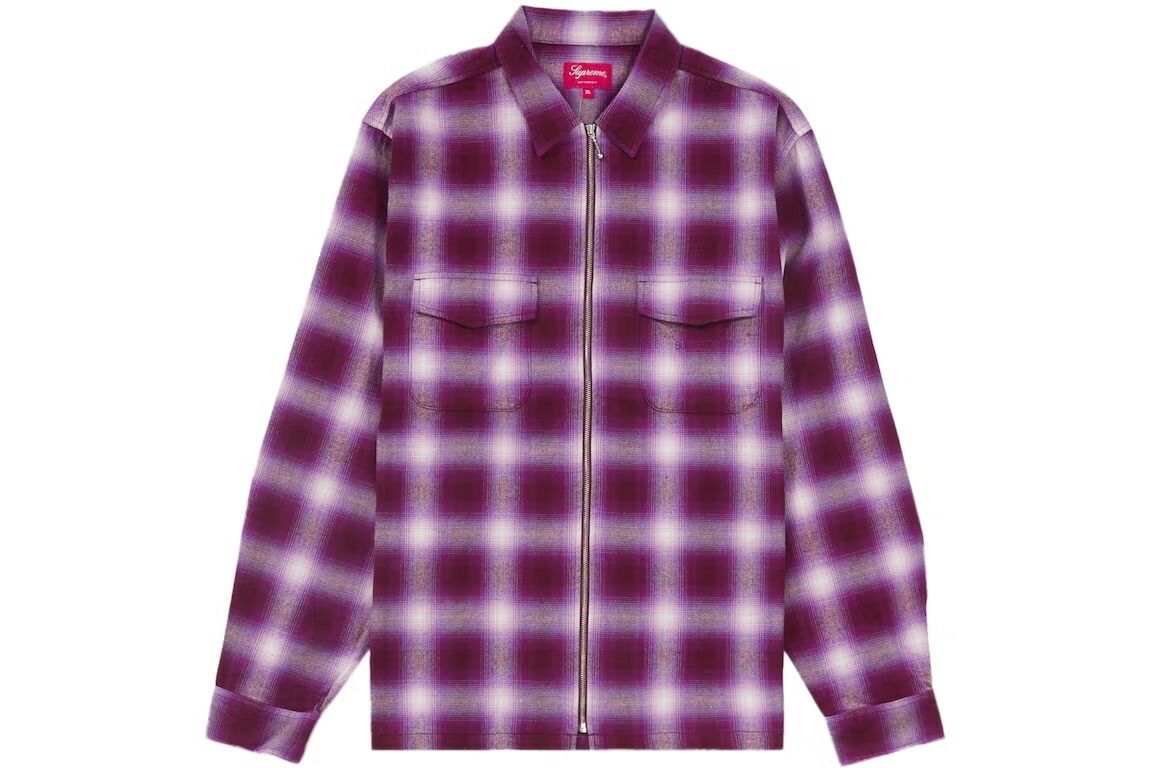 Supreme Shadow Plaid Flannel Zip Up Shirt Magenta (Supreme/シャツ