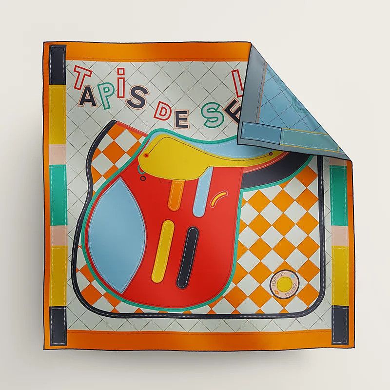 美品 エルメス90スカーフ リバーシブル tapis de selle HERMES 最新作