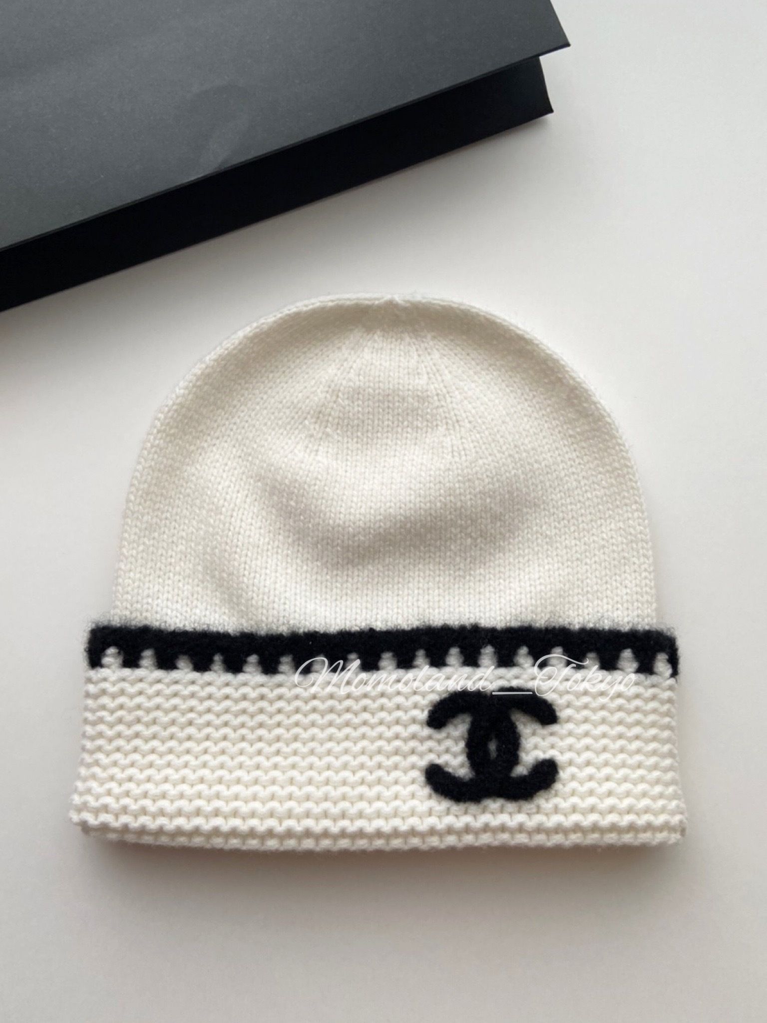 国内発送☆シャネル ニット帽 ニットキャップ CCマーク ホワイト