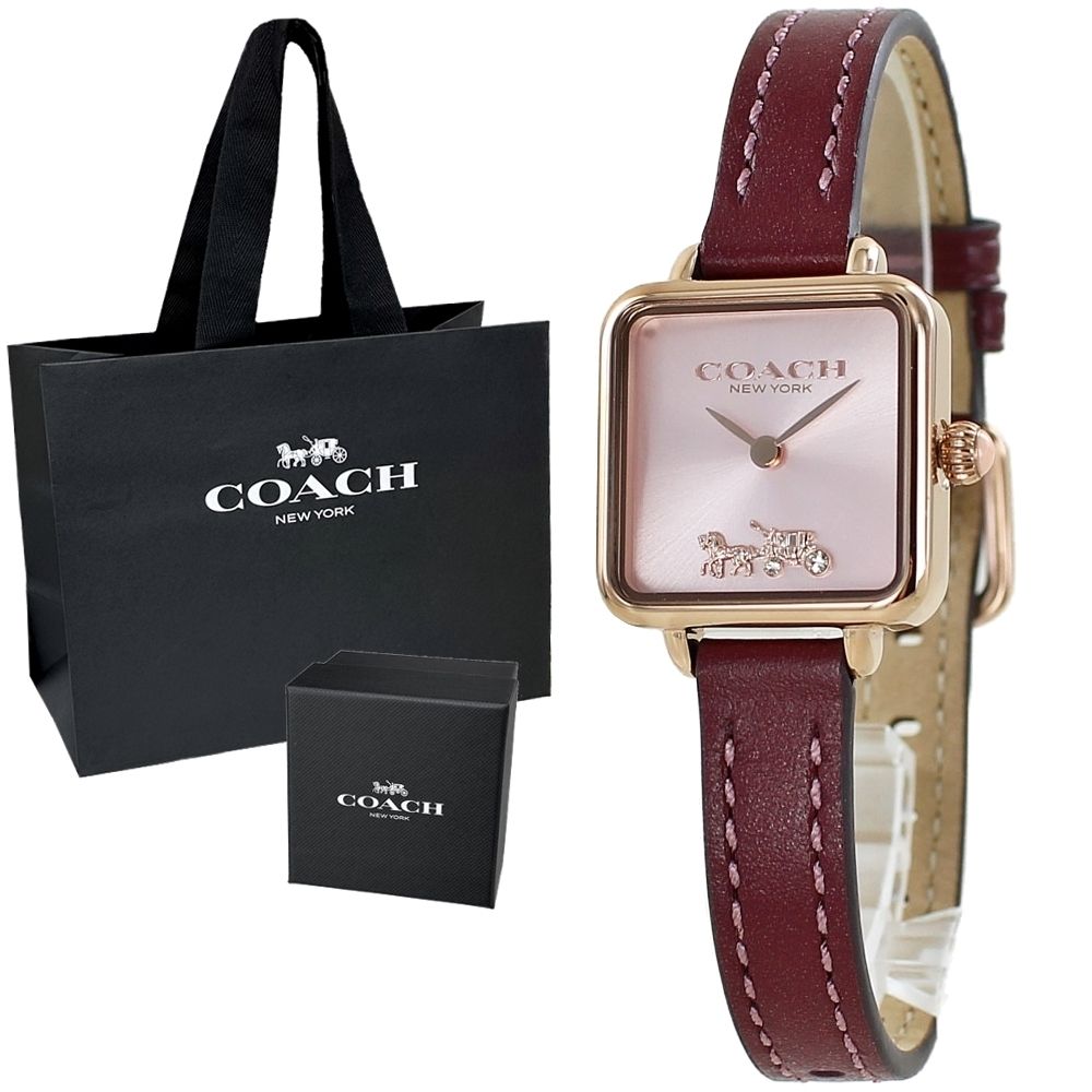 コーチ 腕時計 レディース 革ベルト キャス 小さめ 四角い時計 (Coach
