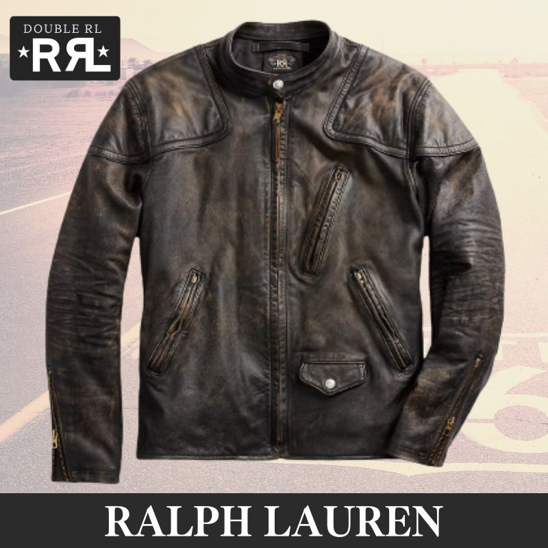 RRL スリムフィット レザー モトジャケット Black (RRL/レザー